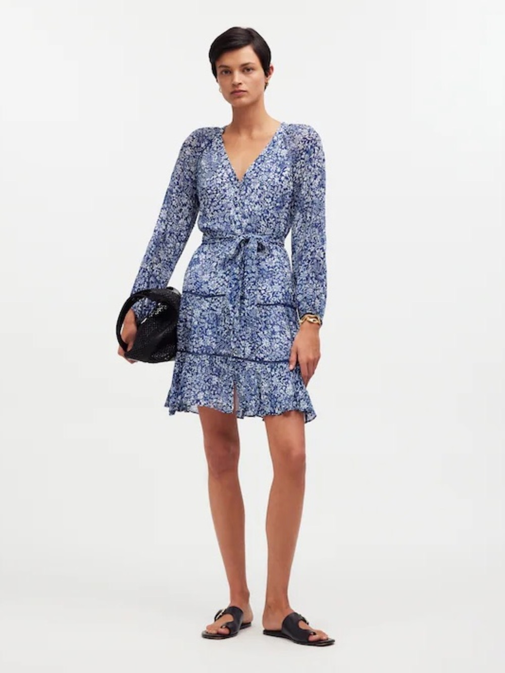 Madewell Floral Tie-Waist Tiered Floral Dress